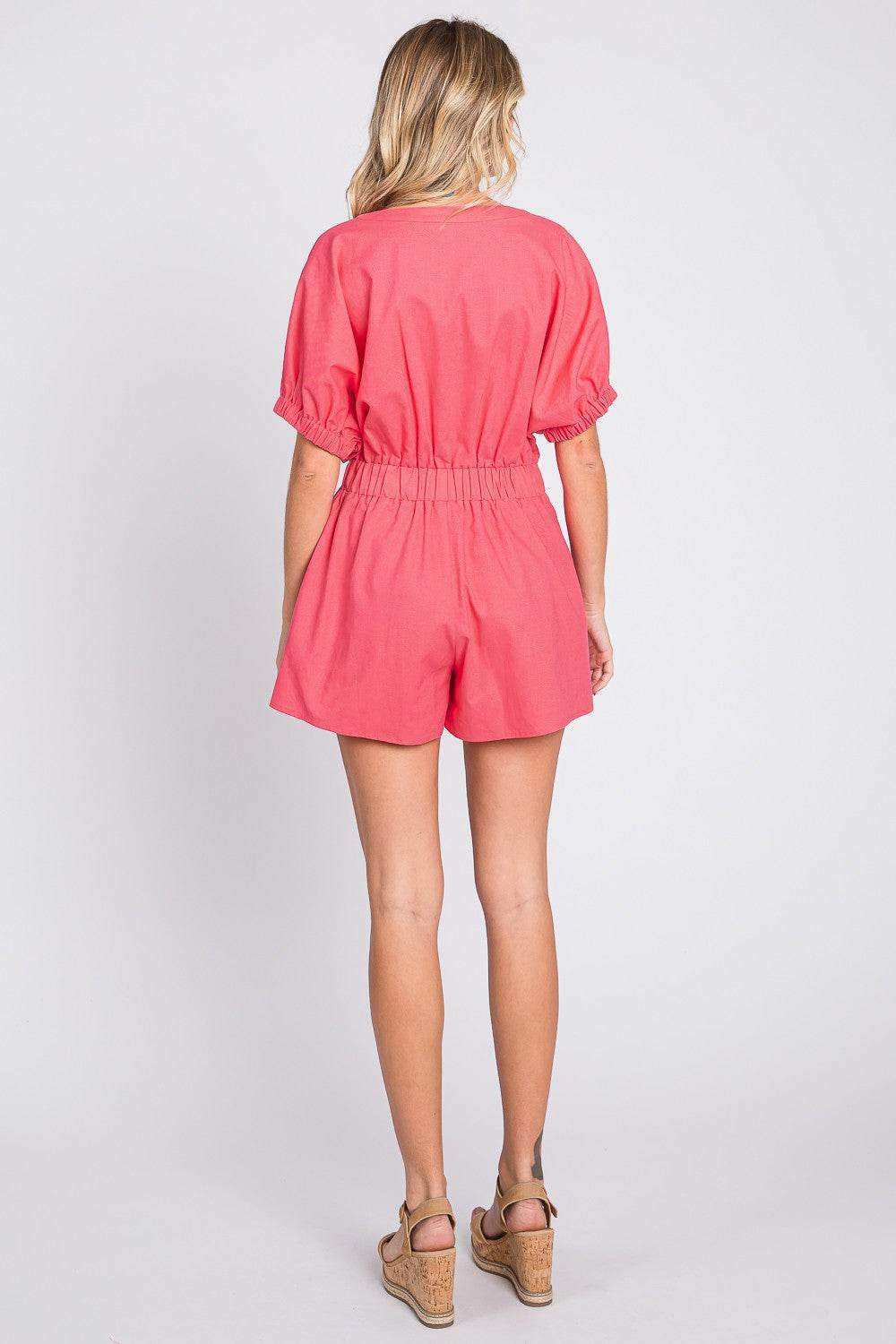 V-Neck Style Linen Romper - Effortless Chic & Comfortable for Summer
