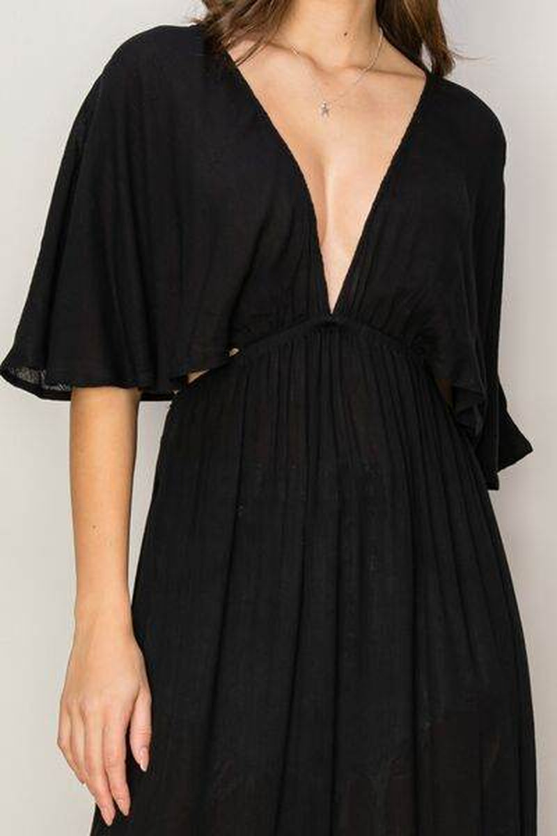 Tie Back Maxi Dress - Effortless Elegance with Flirty Split Design
