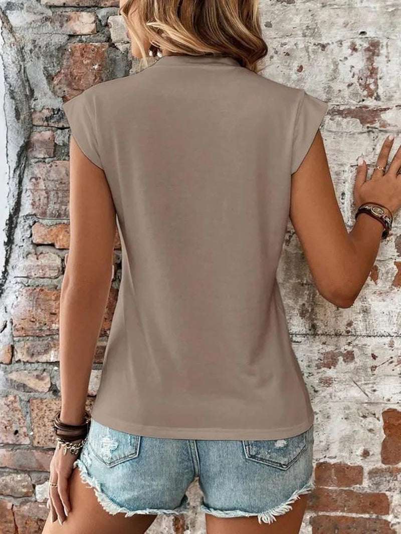 Women'S Plain round Neck batwing sleeves top, Casual Cap Sleeve T-Shirt for Summer, Ladies Clothes for Daily Wear