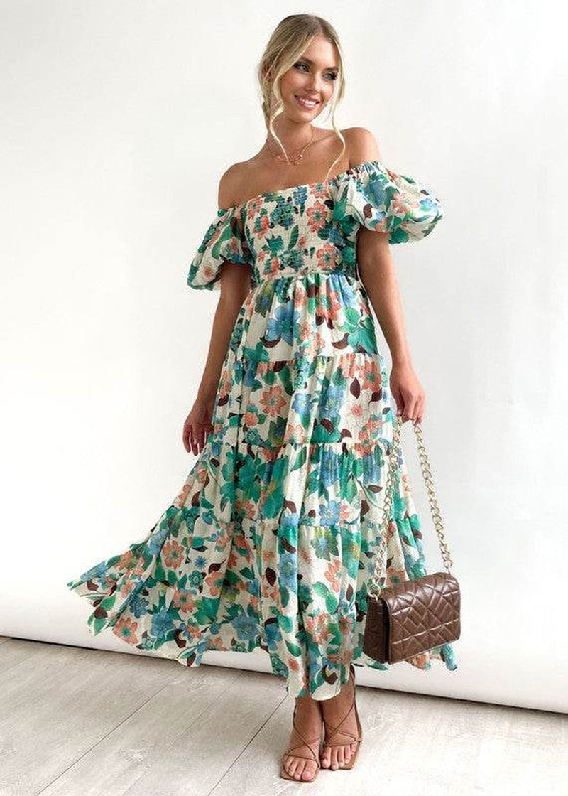 Women Dress off Shoulder - Elegant High Waist Maxi for Any Occasion