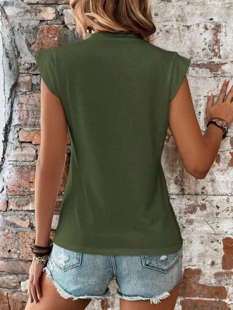 Women'S Plain round Neck batwing sleeves top, Casual Cap Sleeve T-Shirt for Summer, Ladies Clothes for Daily Wear