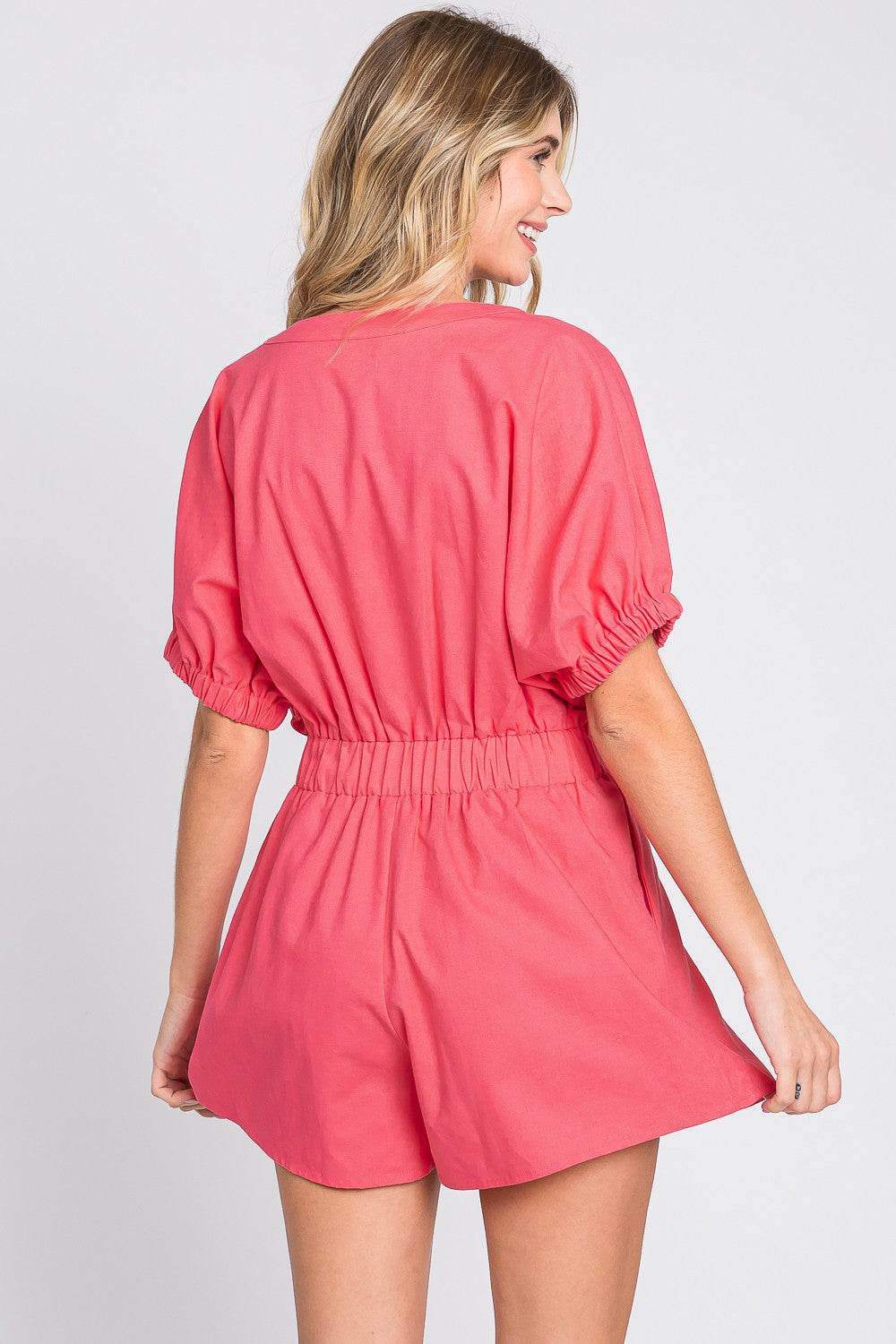 V-Neck Style Linen Romper - Effortless Chic & Comfortable for Summer