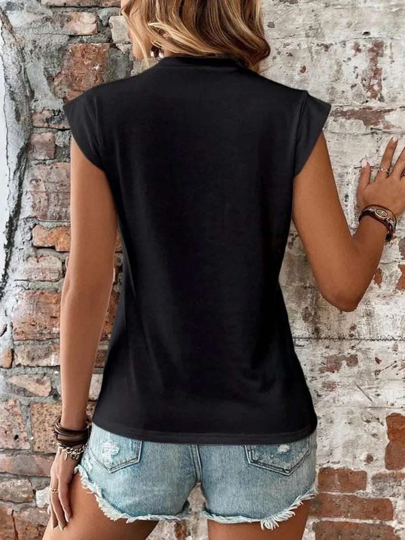 Women'S Plain round Neck batwing sleeves top, Casual Cap Sleeve T-Shirt for Summer, Ladies Clothes for Daily Wear