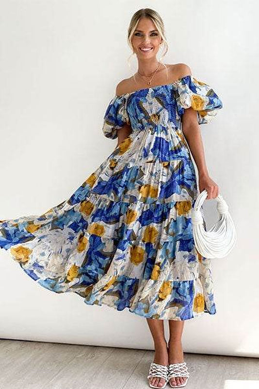 Women Dress off Shoulder - Elegant High Waist Maxi for Any Occasion