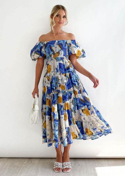 Women Dress off Shoulder - Elegant High Waist Maxi for Any Occasion